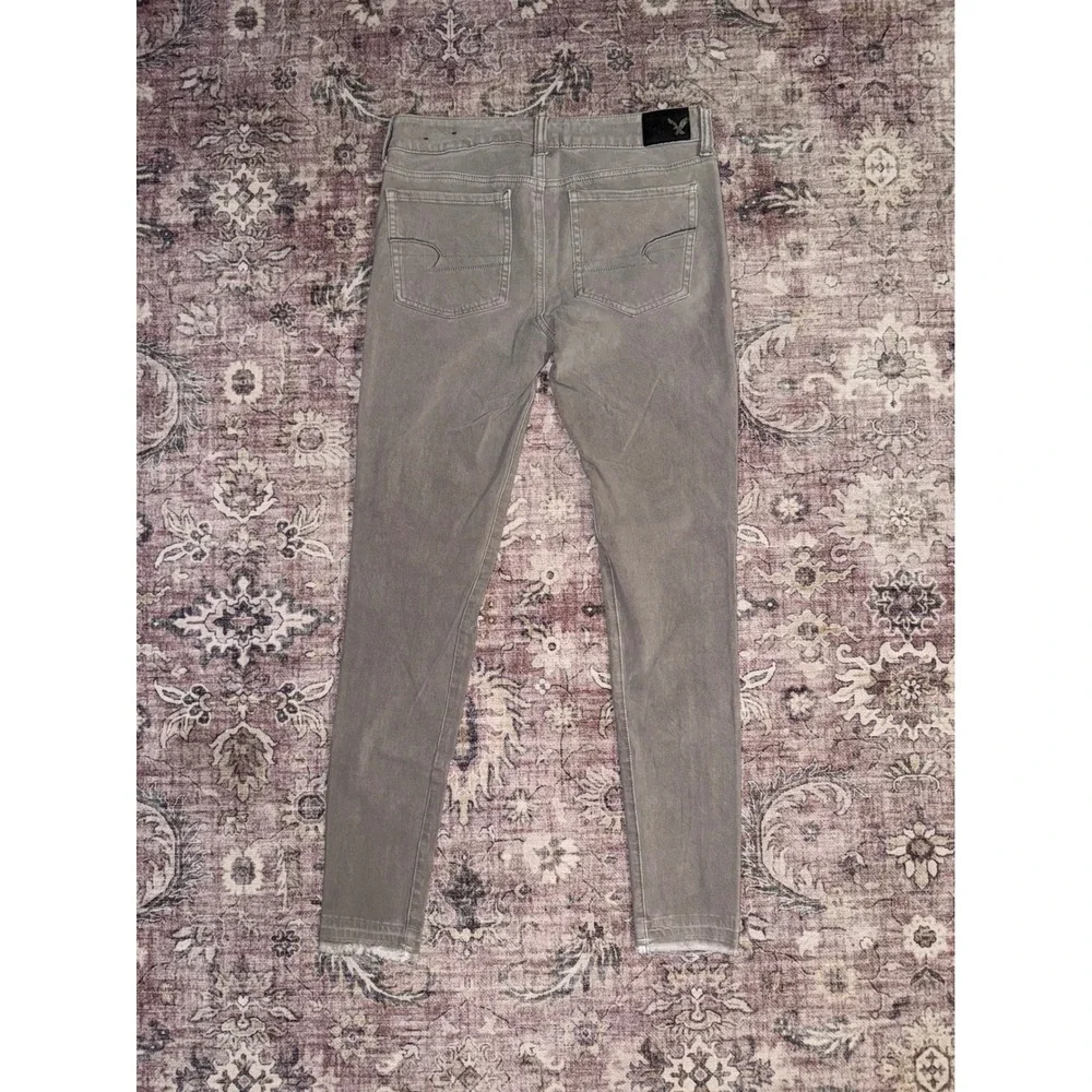 American Eagle 360 Super Stretch Jegging Gray Skinny Jeans Raw Hem Size 4 Reg